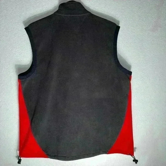 Vintage Tommy Hilfiger Fleece Zip Vest Black & Red Jacket / Size Medium - Picture 12 of 14
